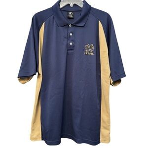 Starter Notre Dame Fighting Irish Polo Shirt Navy Gold Men’s Large
